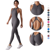 Combi Yoga Femme dos nu sculptante et gainante, tenue de sport élégante pour yoga et pilates, effet seconde peau