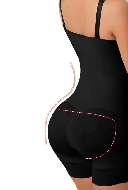 Combiné-Gaine Très Grand Maintien noir vu de dos avec effet rehausse fessier intégré