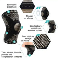 Genouillère rotulienne de compression noire pour le sport – Soutien du genou avec coussin en silicone et stabilisateurs latéraux – Cocoonease