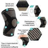 Genouillère rotulienne de compression noire pour le sport – Soutien du genou avec coussin en silicone et stabilisateurs latéraux – Cocoonease