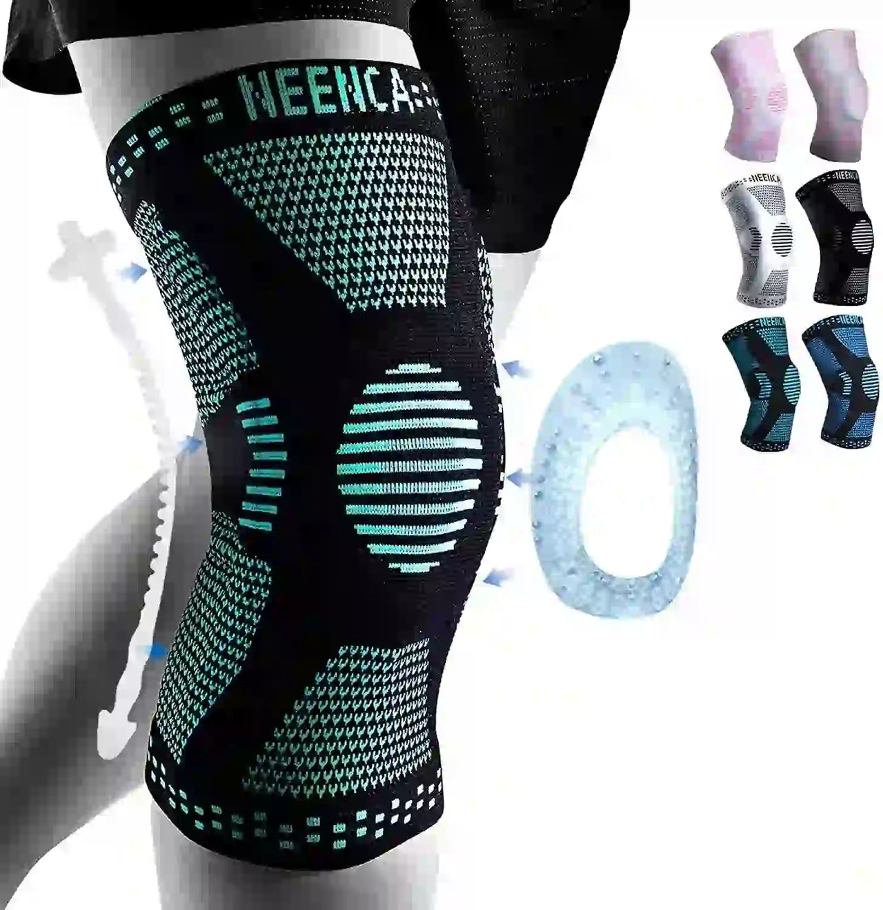 Genouillere_Rotulienne_pour_le_Sport Vert Clair de Cocoonease. Accessoire pour le sport idéal pour un effet compression sportive