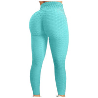 Legging de sport bleu turquoise pour femme – taille haute et tissu sculptant
 