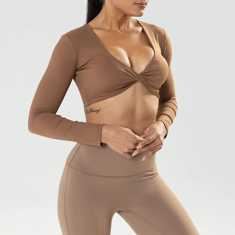 Haut de Sport Femme haut de sport à manches longues pour femme, haut de sport de Yoga - cocoonease