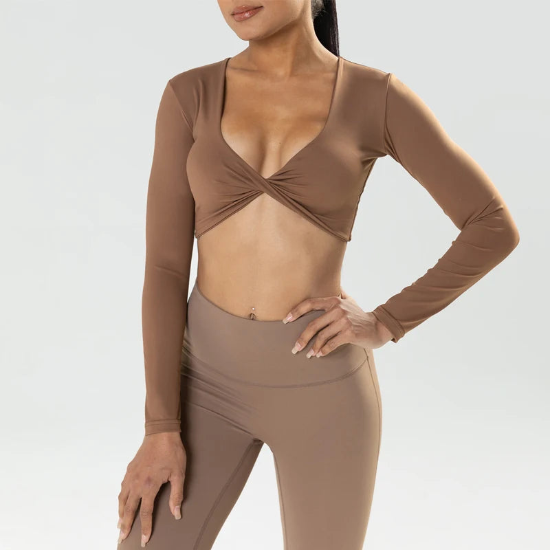 Haut de Sport Femme haut de sport à manches longues pour femme, haut de sport de Yoga - cocoonease