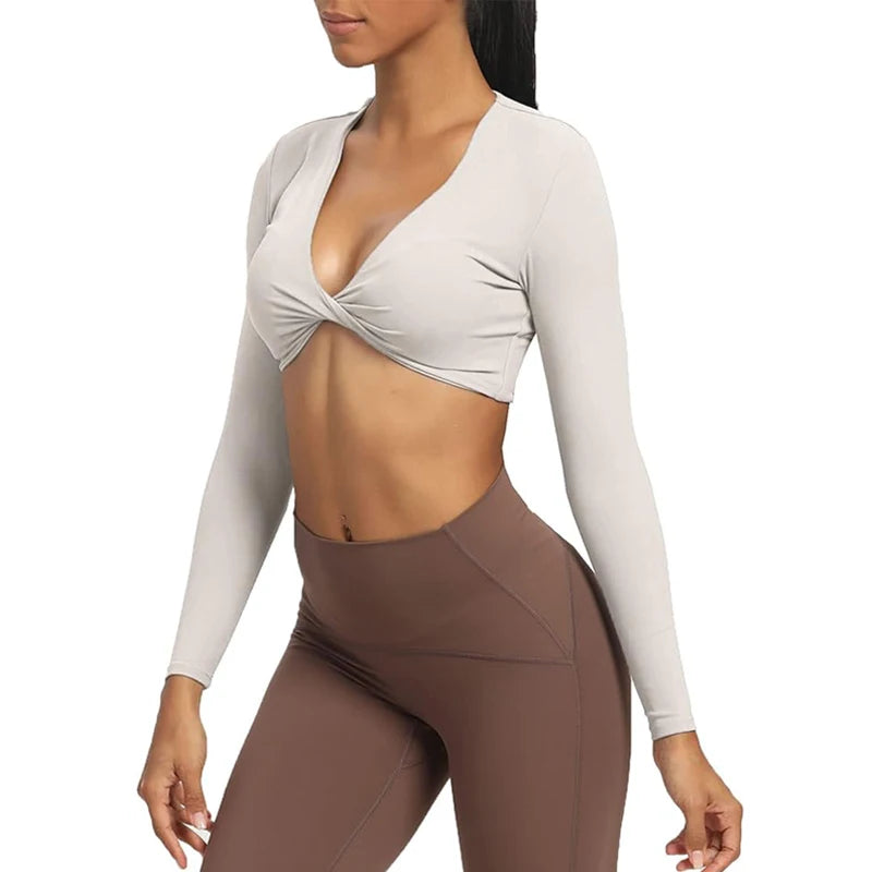Haut de Sport Femme haut de sport à manches longues pour femme, haut de sport de Yoga - cocoonease