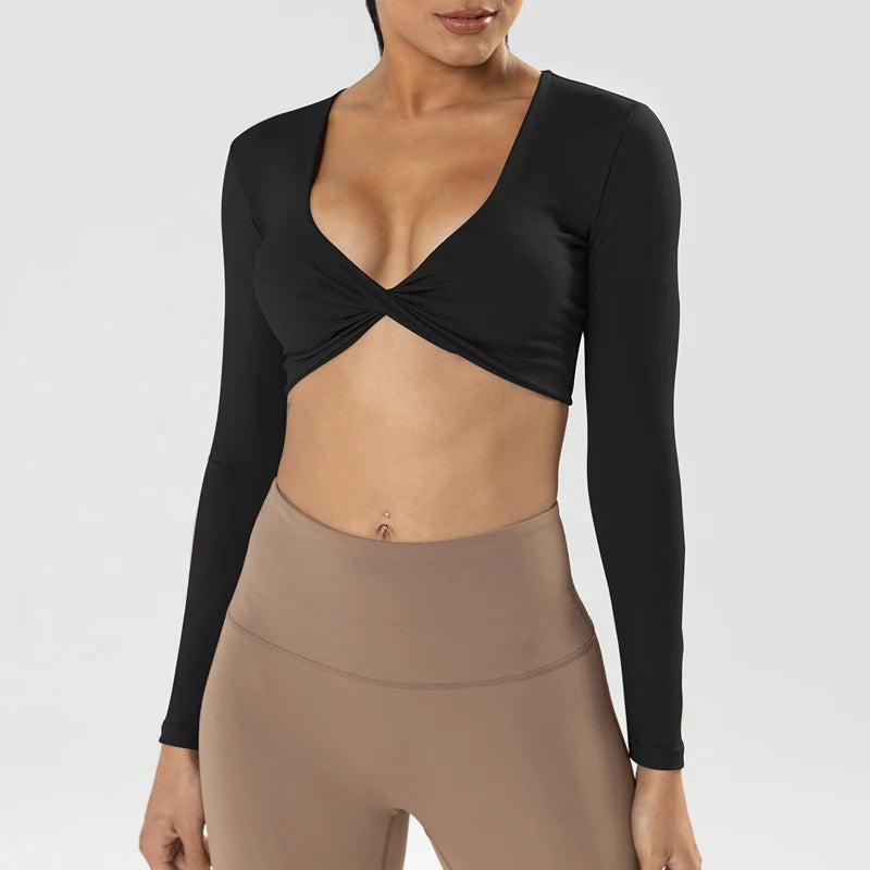 Haut de Sport Femme haut de sport à manches longues pour femme, haut de sport de Yoga - cocoonease
