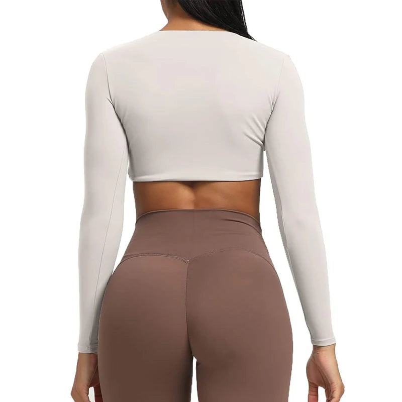 Haut de Sport Femme haut de sport à manches longues pour femme, haut de sport de Yoga - cocoonease