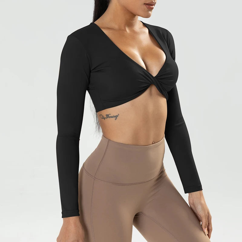 Haut de Sport Femme haut de sport à manches longues pour femme, haut de sport de Yoga - cocoonease