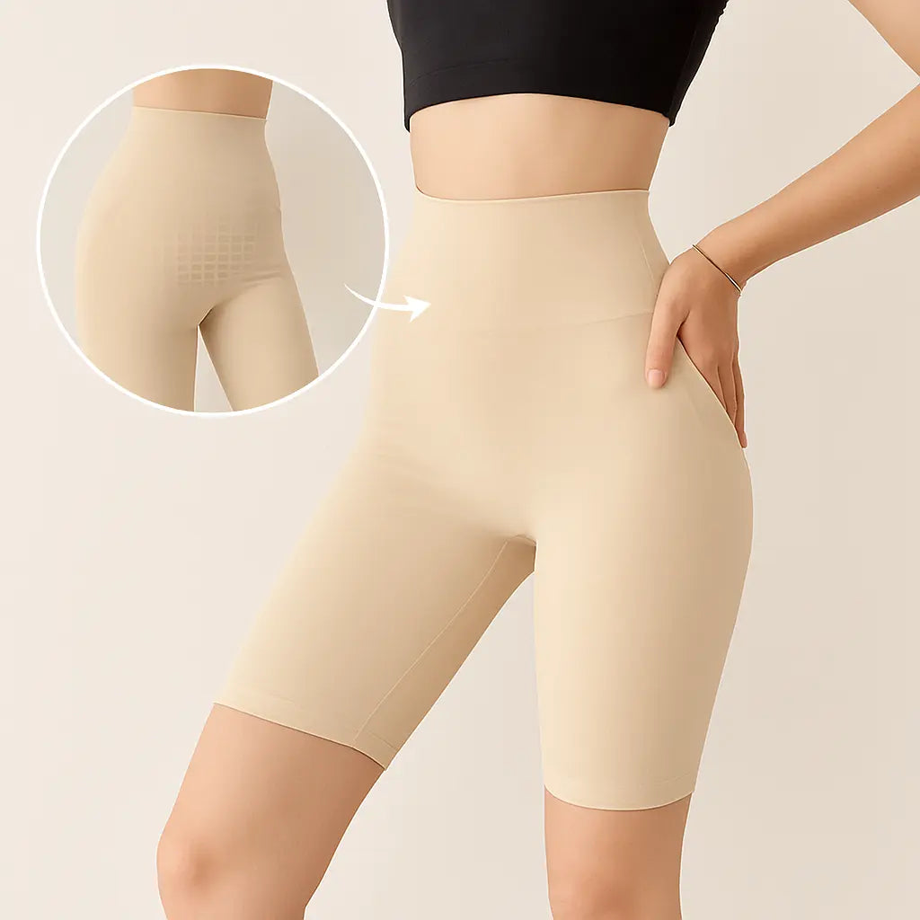 Short Femme Push Up Beige - maintien ventre plat, effet invisible sous vêtements