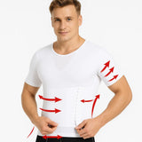 T Shirt Correcteur de Posture Blanc pour homme – soutien dorsal léger et confortable. Vêtement gainant blanc homme pour dos droit et alignement postural naturel