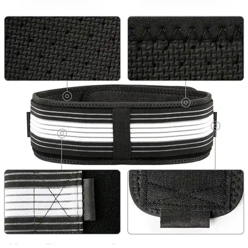 Ceinture de Maintien Lombaire noire avec des bandes blanches pour un soutien optimal et une meilleure posture - cocoonease